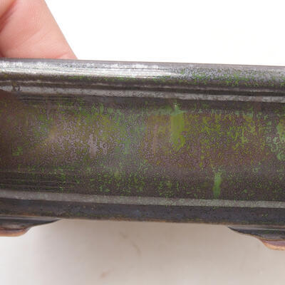 Bonsaischale aus Keramik 17,5 x 13,5 x 5,5 cm, grün-metallische Farbe - 2