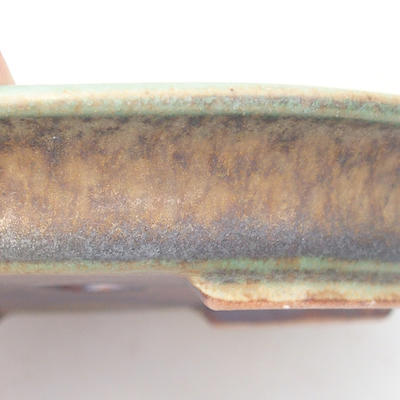 Keramische Bonsai-Schale 12,5 x 11 x 2 cm, Farbe braun-grün - 2