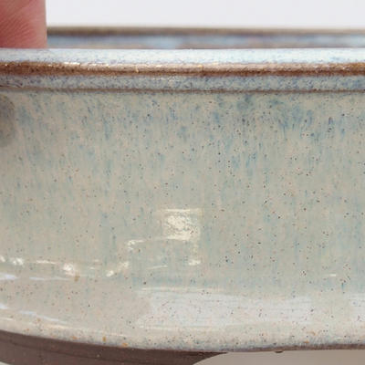 Keramische Bonsai-Schale 16 x 16 x 4,5 cm, Farbe weiß-blau - 2