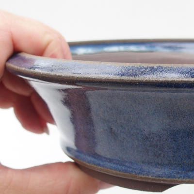 Keramik Bonsaischale 17 x 17 x 4,5 cm, Farbe blau - 2