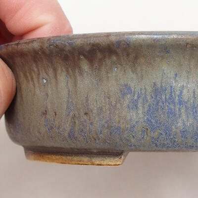 Bonsaischale aus Keramik 12,5 x 11,5 x 3,5 cm, Farbe blaubraun - 2
