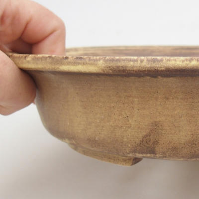 Keramik Bonsai Schüssel 24 x 21 x 5 cm, braun-gelbe Farbe - 2