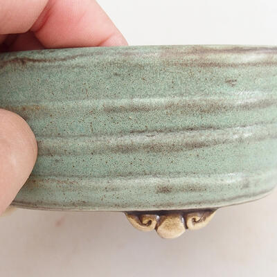 Bonsaischale aus Keramik 11 x 9,5 x 3,5 cm, Farbe grün-braun - 2