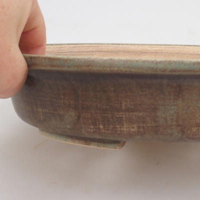 Keramik Bonsaischale 24 x 21 x 5 cm, braun-grüne Farbe - 2