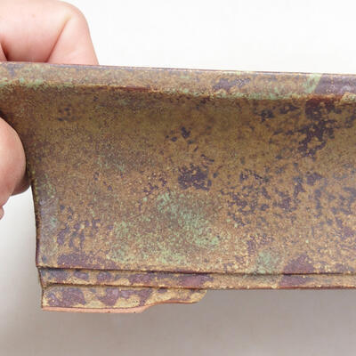 Bonsaischale aus Keramik 20,5 x 15,5 x 7 cm, Farbe grün-braun - 2