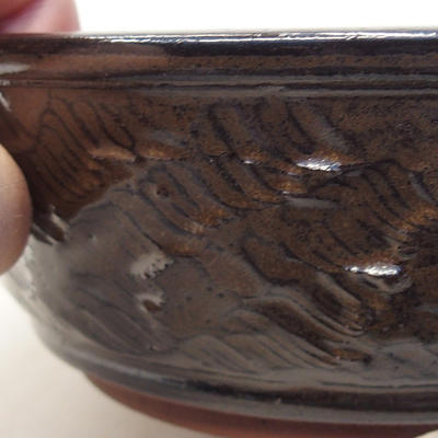 Keramische Bonsai-Schale 16 x 16 x 5,5 cm, braune Farbe - 2