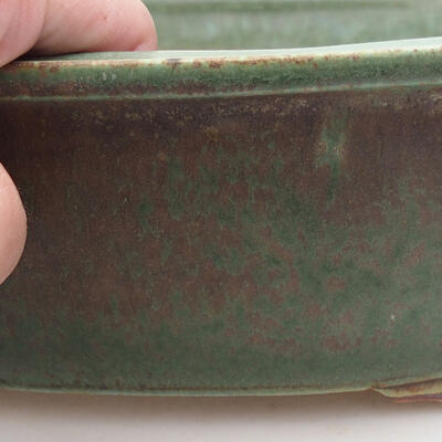 Bonsaischale aus Keramik 23,5 x 19,5 x 7,5 cm, Farbe grün-braun - 2