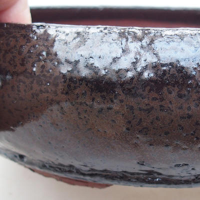 Keramische Bonsai-Schale 20 x 20 x 6 cm, Farbe braun - 2
