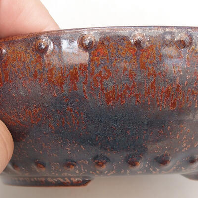 Bonsaischale aus Keramik 17 x 17 x 5,5 cm, braun-metallische Farbe - 2