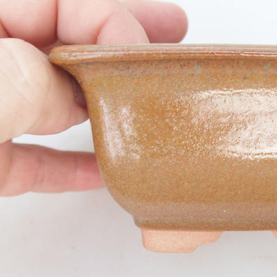 Keramik Bonsai Schüssel 10 x 10 x 6 cm, grau-orange Farbe - 2