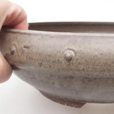 Keramik Bonsaischale 23 x 23 x 7 cm, Farbe grau - 2