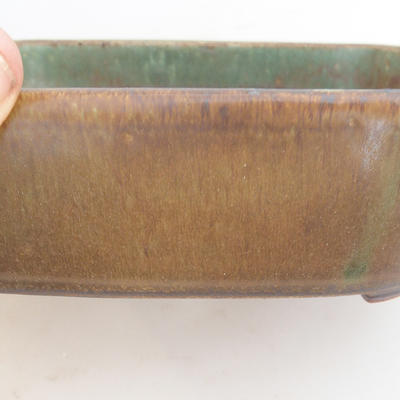Keramik Bonsaischale 18 x 13,5 x 5 cm, braun-grüne Farbe - 2. Wahl - 2