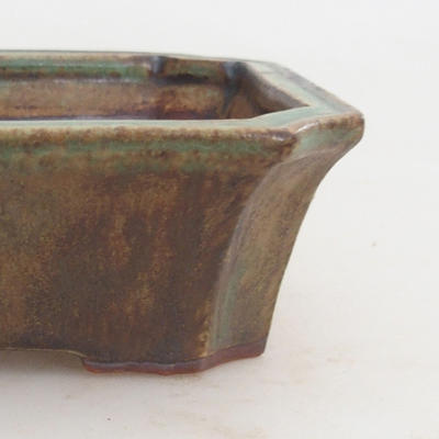 Keramik Bonsaischale 13,5 x 10,5 x 4 cm, braun-grüne Farbe - 2. Wahl - 2