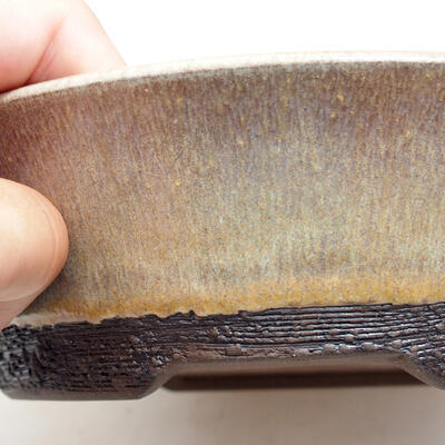 Bonsaischale aus Keramik 19,5 x 19,5 x 5,5 cm, Farbe braun - 2