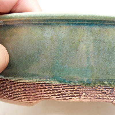 Bonsaischale aus Keramik 19 x 19 x 6 cm, Farbe grün - 2
