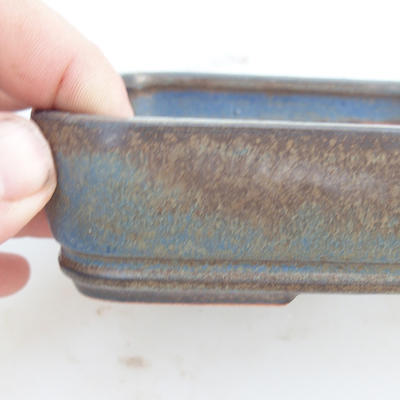 Keramik Bonsaischale 17,5 x 12,5 x 4 cm, braun-blaue Farbe - 2. Wahl - 2