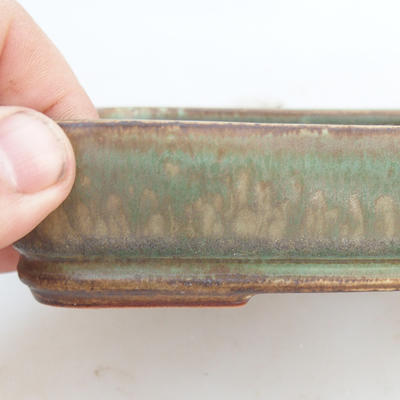 Keramik Bonsaischale 17,5 x 12,5 x 4 cm, braun-grüne Farbe - 2. Wahl - 2