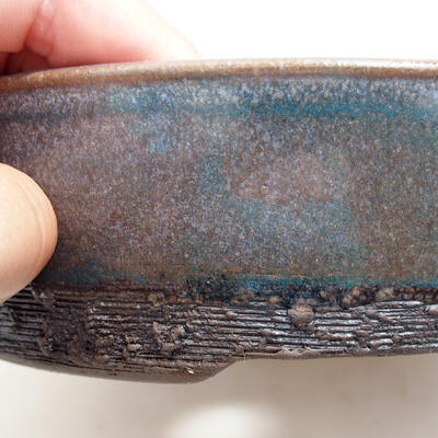 Bonsaischale aus Keramik 18,5 x 18,5 x 5,5 cm, Farbe grau - 2
