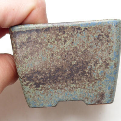 Bonsaischale aus Keramik 6,5 x 6,5 x 5 cm, Farbe braun-blau - 2