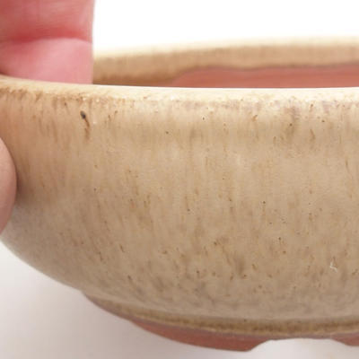 Keramik Bonsai Schüssel - 11 x 11 x 4 cm, Farbe beige - 2