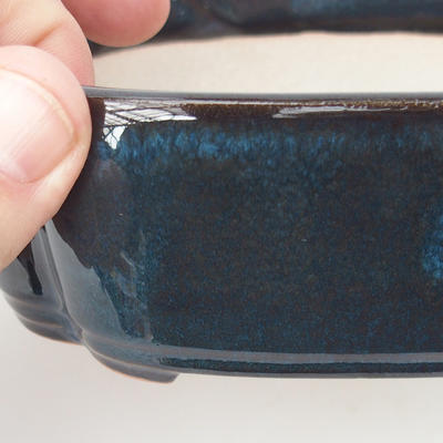 Keramik Bonsai Schüssel 18 x 13,5 x 5 cm, schwarz-blaue Farbe - 2