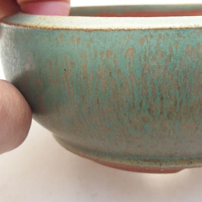 Keramik Bonsaischale 10 x 10 x 2,5 cm, Farbe grün - 2