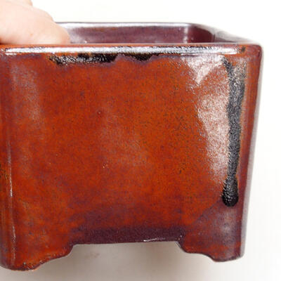 Bonsaischale aus Keramik 10 x 10 x 8 cm, Farbe braun - 2