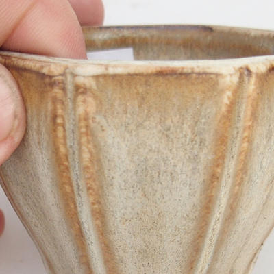 Keramik Bonsai Schüssel 7 x 7 x 5,5 cm, braun-beige Farbe - 2. Wahl - 2