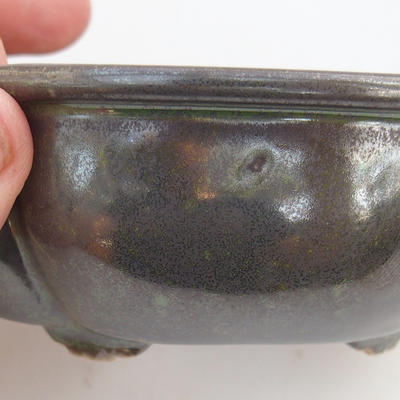 Keramik Bonsaischale 13 x 10 x 4,5 cm, Farbe Petrol - 2. Wahl - 2