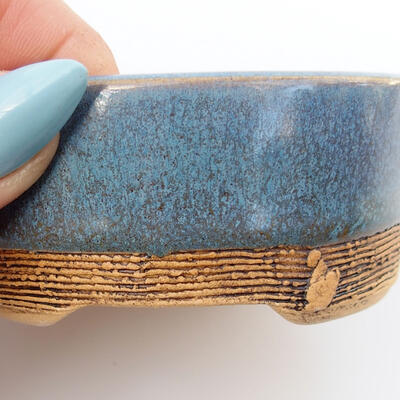 Bonsaischale aus Keramik 8 x 8 x 3,5 cm, Farbe blau - 2