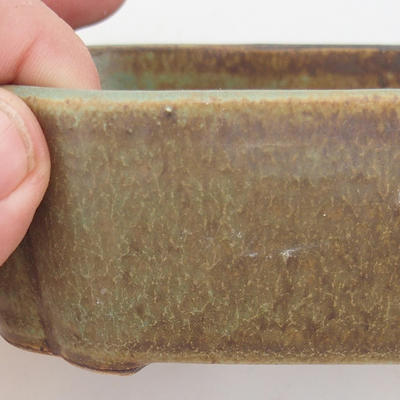 Keramik-Bonsaischale 12,5 x 9,5 x 4,5 cm, braun-grüne Farbe - 2. Wahl - 2