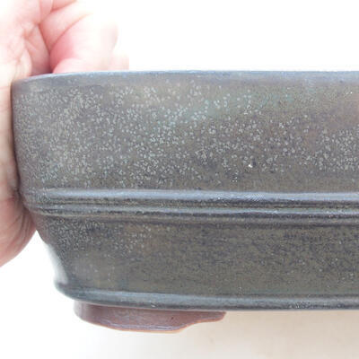 Keramische Bonsai-Schale 23,5 x 23,5 x 6,5 cm, graue Farbe - 2