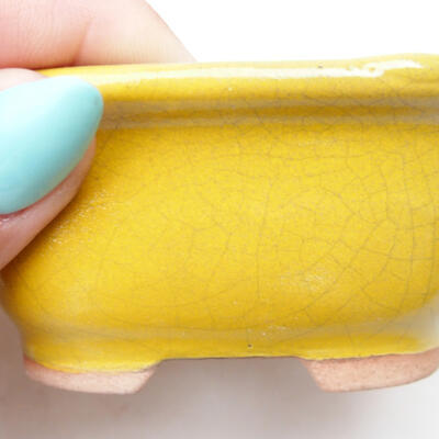 Bonsaischale aus Keramik 8,5 x 7,5 x 4 cm, Farbe gelb - 2