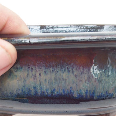 Keramische Bonsai-Schale 15,5 x 13 x 5,5 cm, braun-blaue Farbe - 2