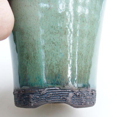 Bonsaischale aus Keramik 7 x 7 x 7,5 cm, Farbe grün - 2