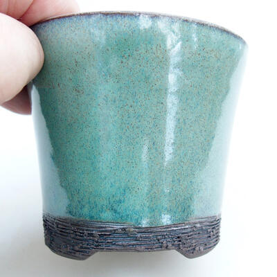 Bonsaischale aus Keramik 8 x 8 x 7,5 cm, Farbe grün - 2