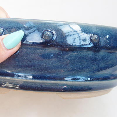 Bonsaischale aus Keramik 22 x 22 x 7 cm, Farbe blau - 2
