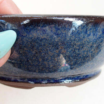 Bonsaischale aus Keramik 10,5 x 10,5 x 4 cm, Farbe blau - 2