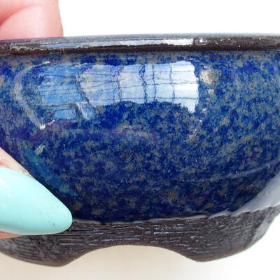 Bonsaischale aus Keramik 10 x 10 x 5 cm, Farbe blau - 2