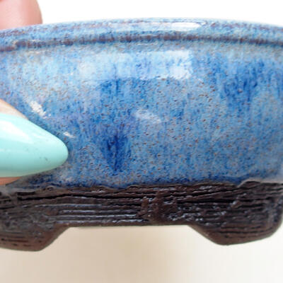 Bonsaischale aus Keramik 10 x 10 x 4 cm, Farbe blau - 2