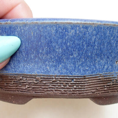 Bonsaischale aus Keramik 9,5 x 9,5 x 4 cm, Farbe blau - 2