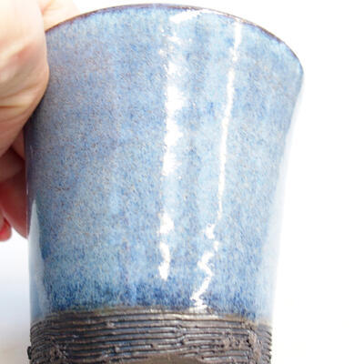 Bonsaischale aus Keramik 7 x 7 x 7 cm, Farbe blau - 2