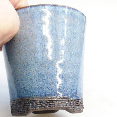 Bonsaischale aus Keramik 7 x 7 x 7,5 cm, Farbe blau - 2
