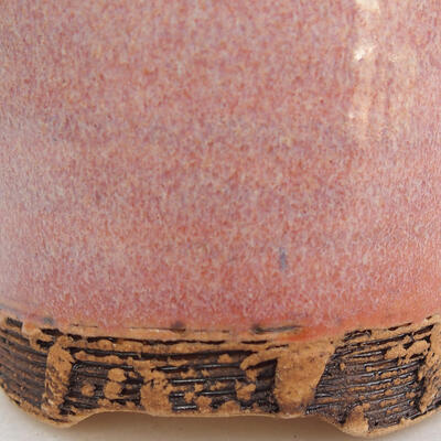 Keramik-Bonsaischale 8,5 x 8,5 x 10,5 cm, Farbe braun-rosa - 2