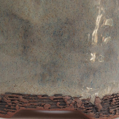 Keramik-Bonsaischale 9,5 x 9,5 x 9 cm, Farbe grau - 2