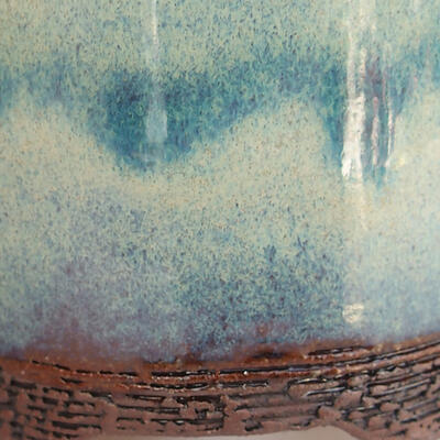 Keramik-Bonsaischale 9 x 9 x 9 cm, Farbe Blau - 2
