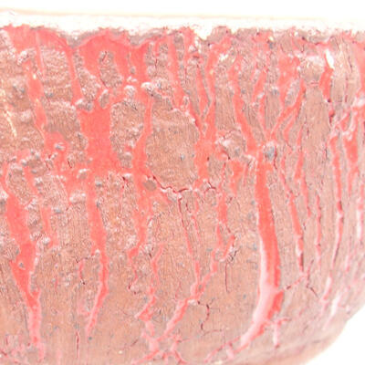 Keramische Bonsai-Schale 18,5 x 18,5 x 7,5 cm, Farbe rissig rot - 2