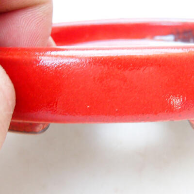 Bonsaischale aus Keramik 11,5 x 9,5 x 2,5 cm, Farbe rot - 2