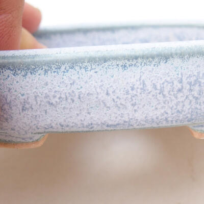 Bonsaischale aus Keramik 11,5 x 9,5 x 2,5 cm, Farbe blau-weiß - 2