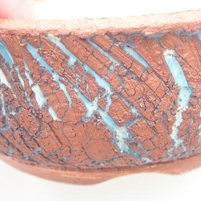 Keramische Bonsai-Schale 14,5 x 14,5 x 6 cm, Farbe blau rissig - 2